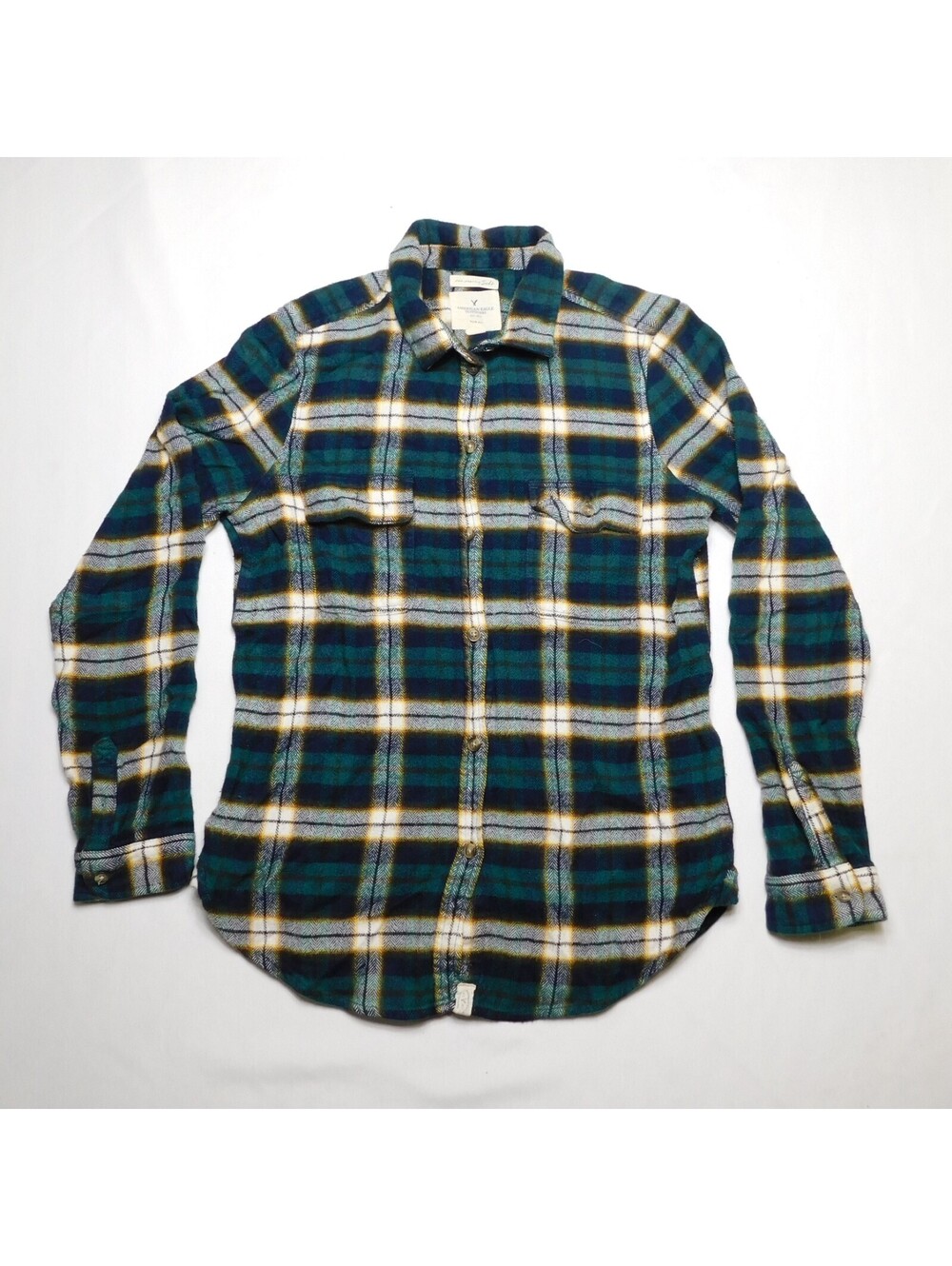 American Eagle Ahh-mazingly Soft Flannel Shirt Men's M Slim Fit Green Plaid
